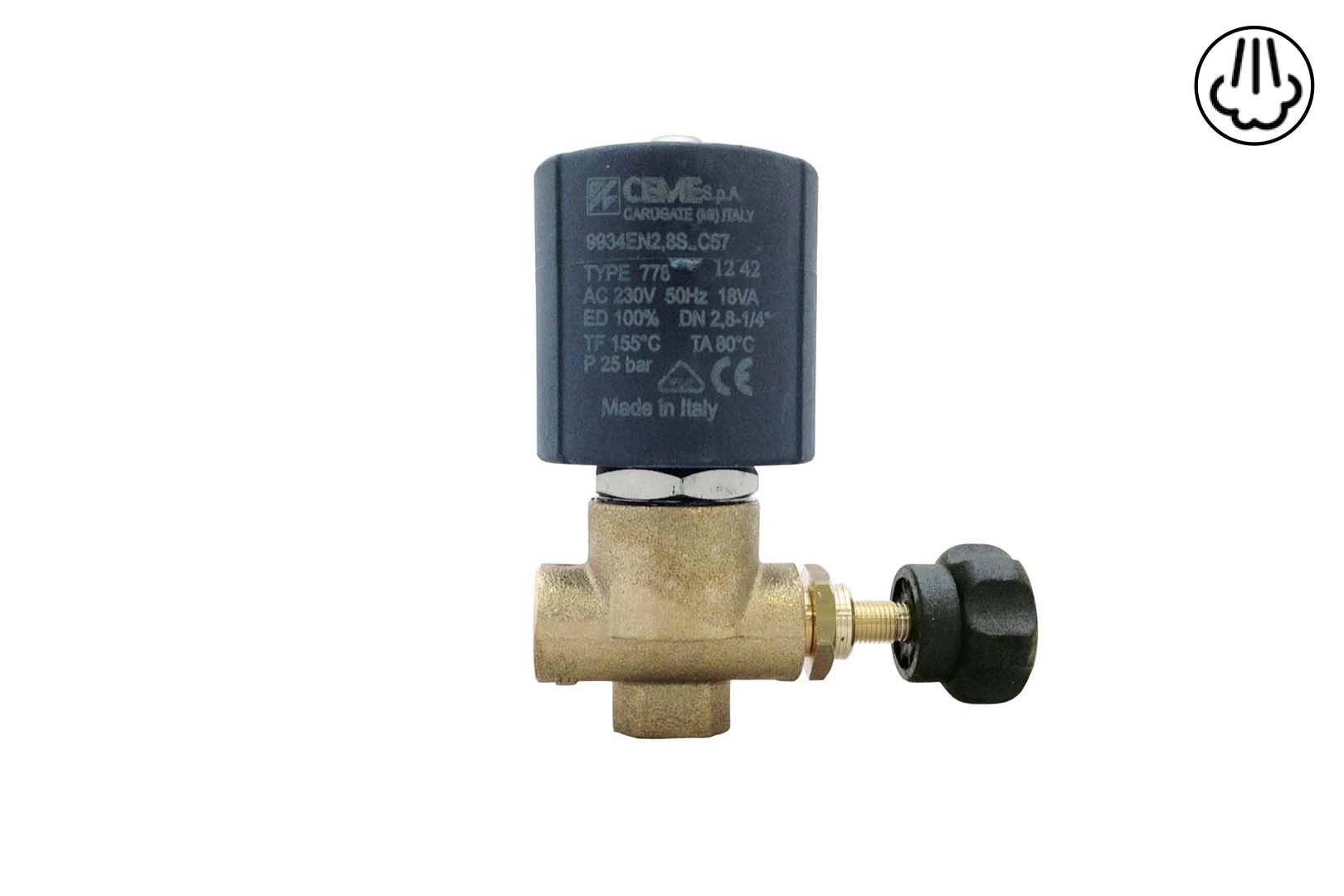 ELECTROVALVULA VAPOR CEME 1/4" CON REG. (9934) Ø 2,8mm