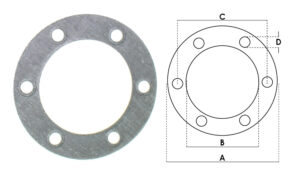 JOINT 6 TROUS Ø 146x97x2mm GHIDINI C=120mm D=Ø 12mm