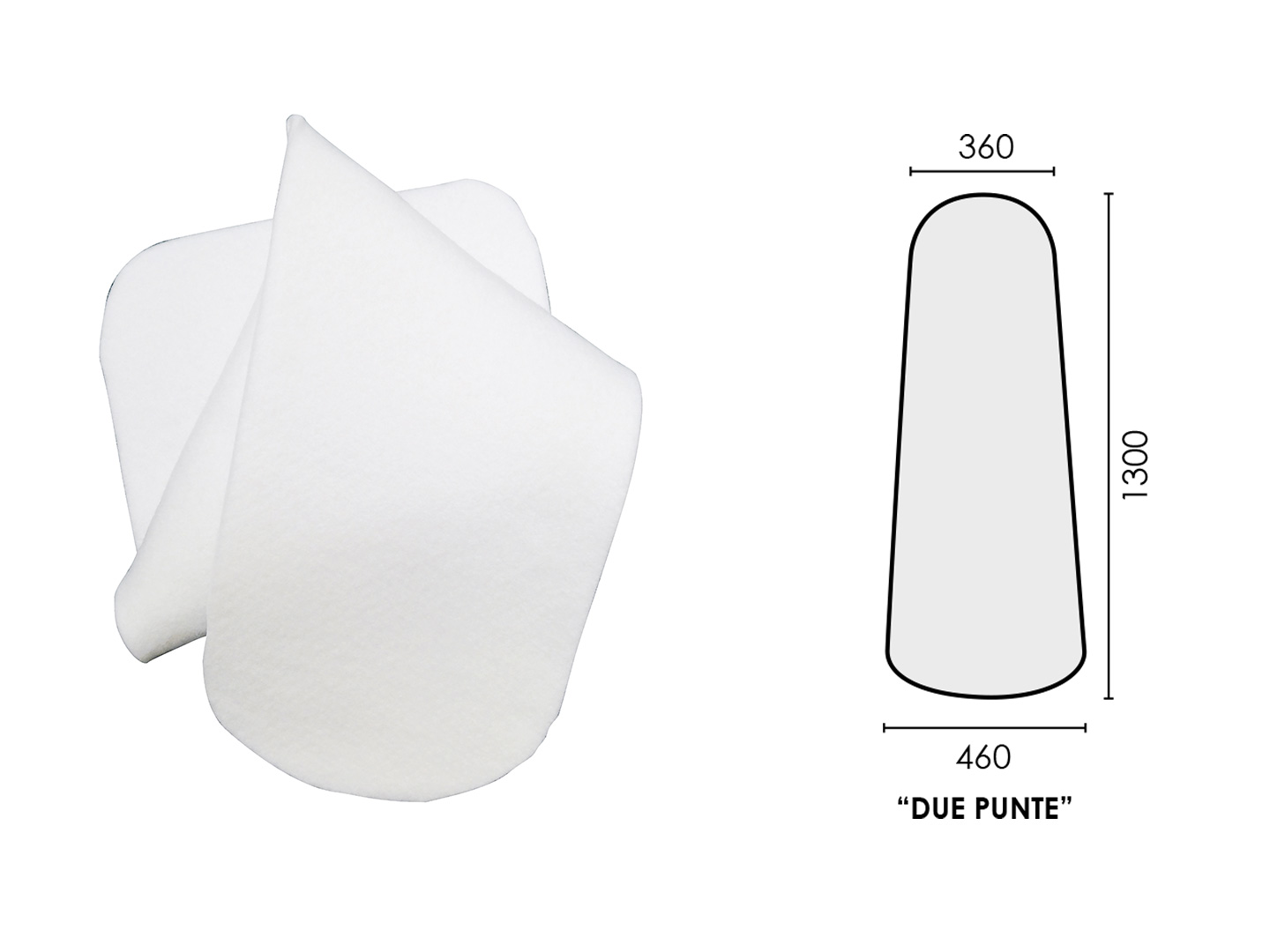 MOLLETTONE POLIESTERE MOD. "DUE PUNTE" 1300x460x360mm spess. 9mm