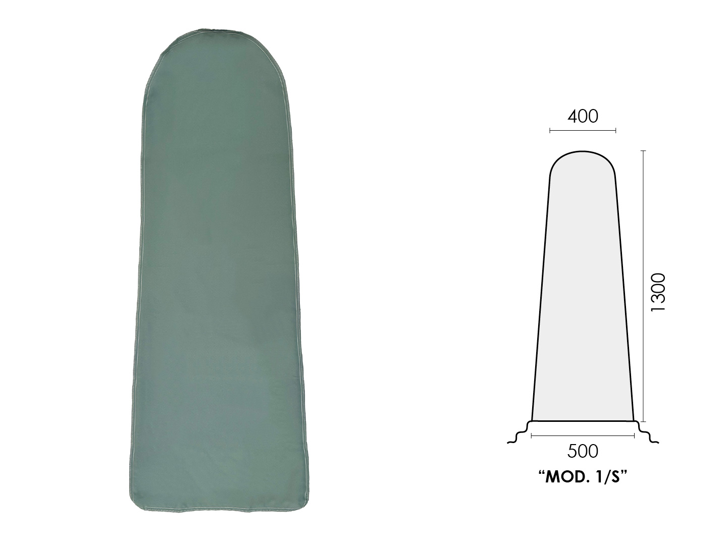 TELO POLIESTERE VERDE (mod.1/s) 1300x500x400mm UNIVERSALE posteriore