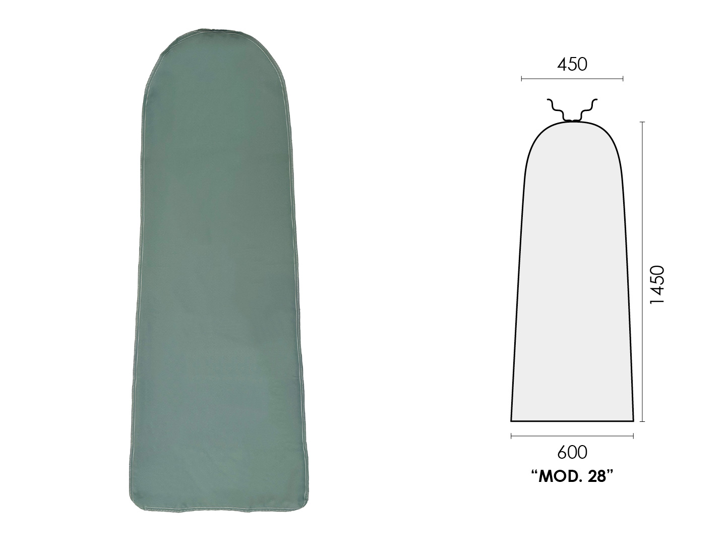 TELO POLIESTERE VERDE (mod.28) 1450x600x450mm MAXI