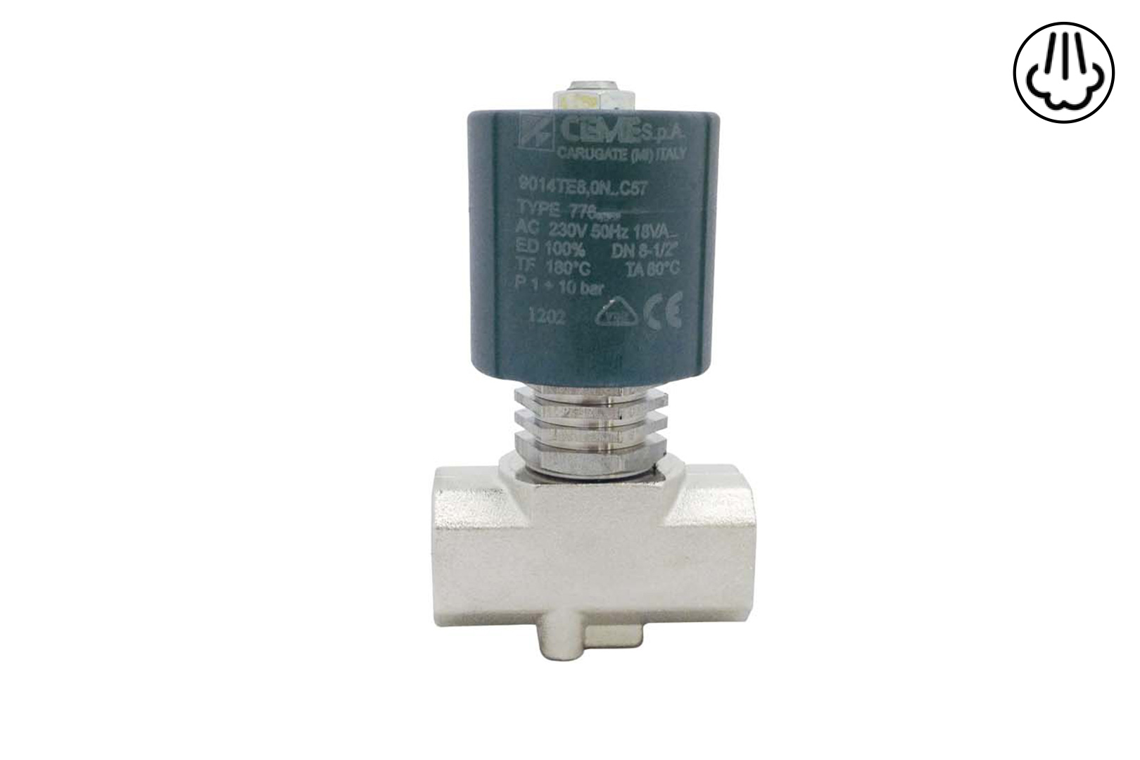 ELETTROVALVOLA VAPORE CEME 3/8" (9013) - 1/2” (9014) PTFE Ø 8mm
