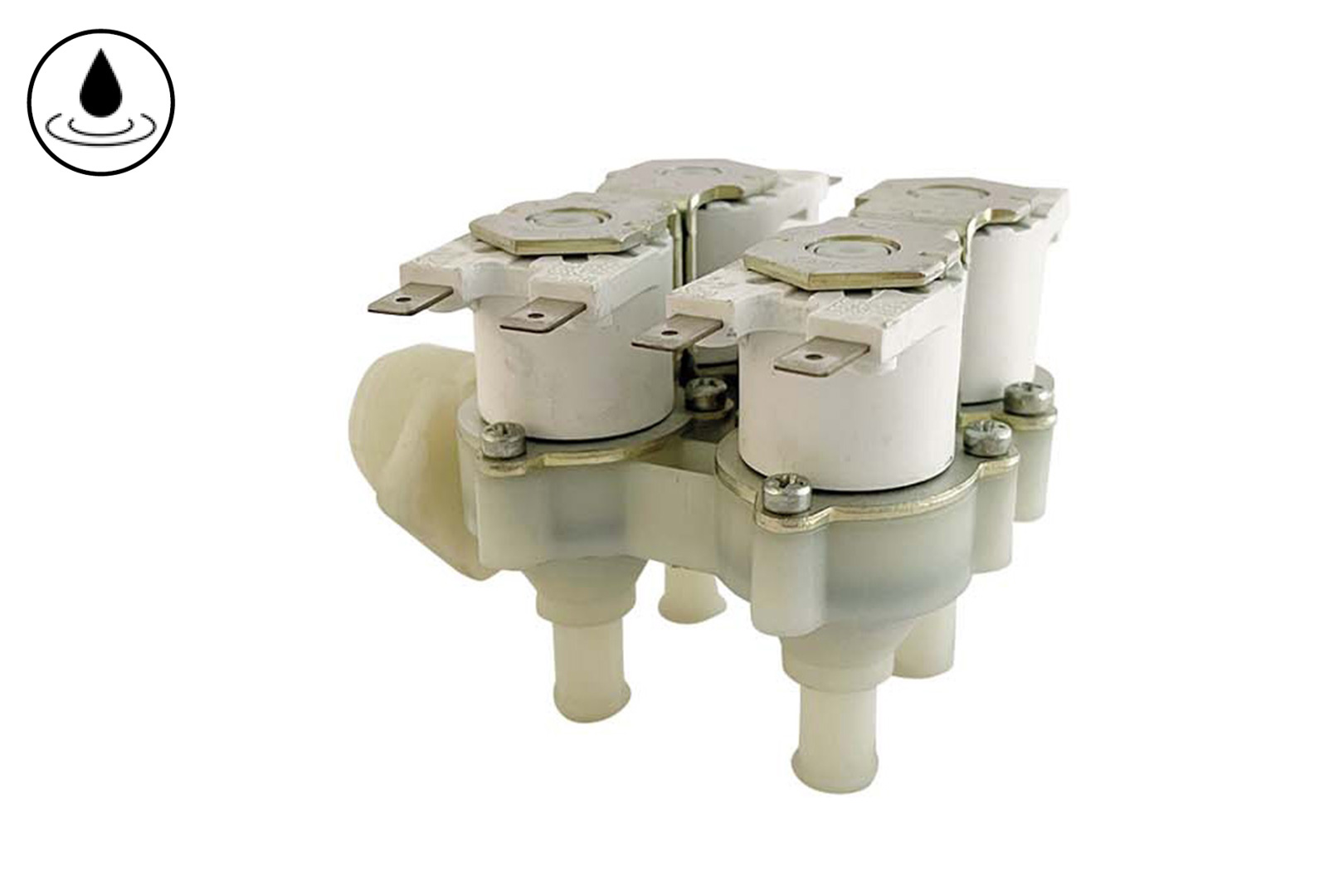 ELETTROVALVOLA ACQUA RPE 3/4"M. - 4 PORTAGOMMA Ø 12mm ANGOLO